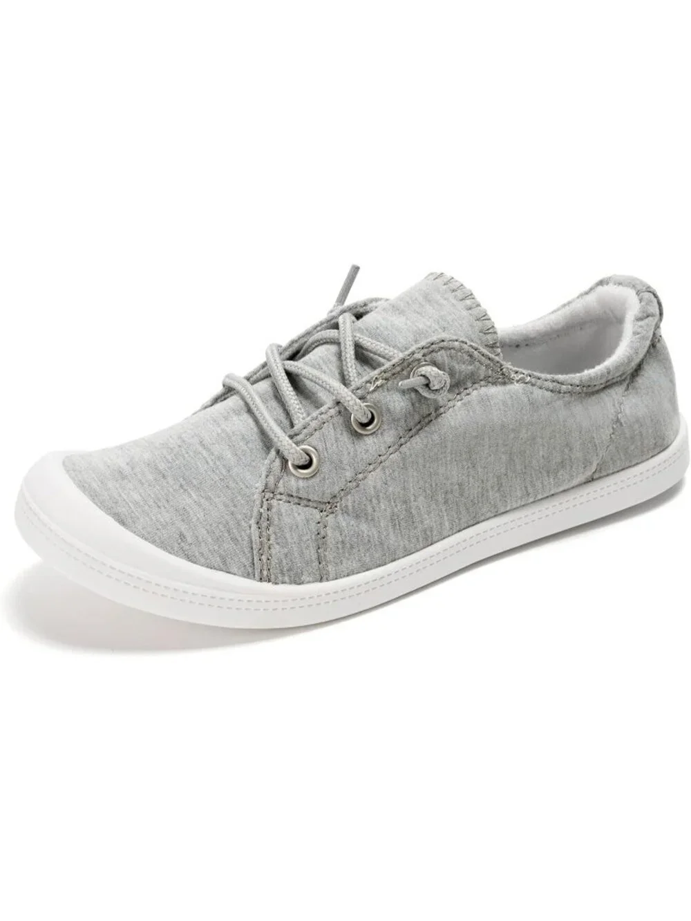 Women's Grey Canvas Comfortable Lace-Up Flat Breathable Walking Casual Sneakers